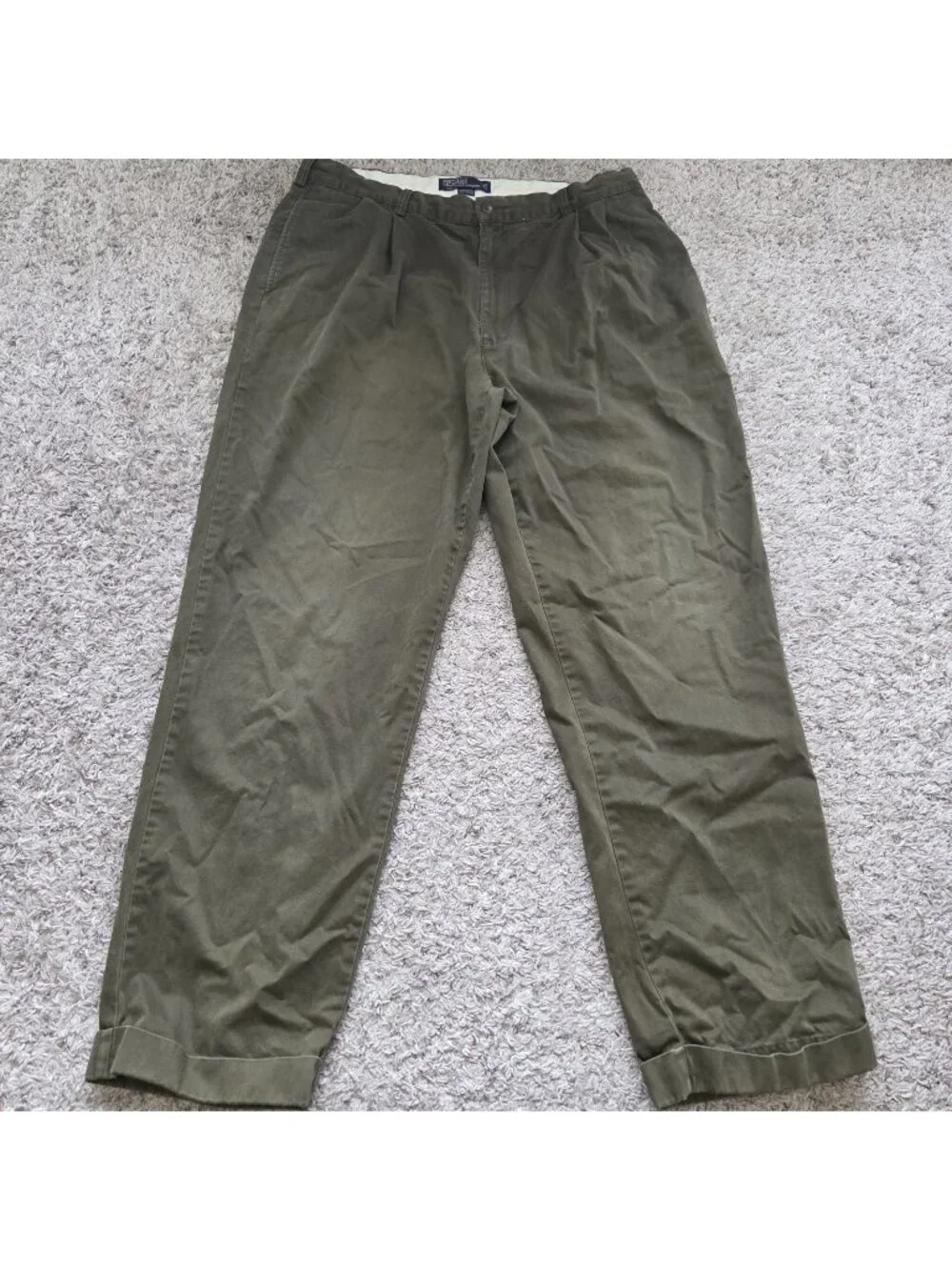 Polo Ralph Lauren Hammond Pants Mens 40x32 Green Pleated Cuffed Chino Preppy